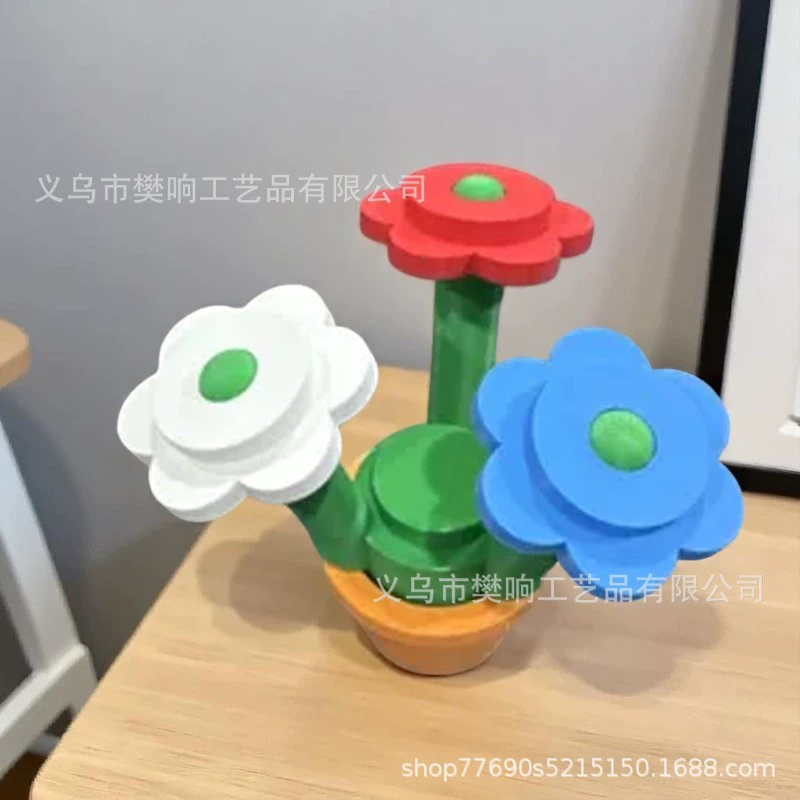 3D-напечатанные цветы в блоковом стиле крупная цветочная Lego 3D напечатанные строительные блоки цветы