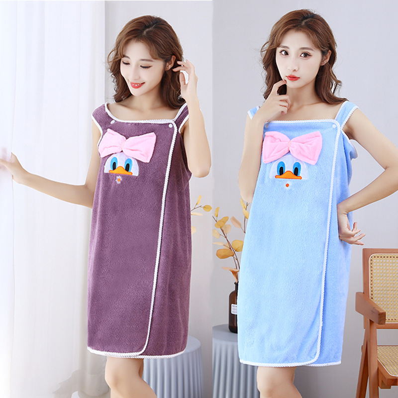 Cartoon Bath Skirt Household Wearable Bath Towel Absorbs Water and Does Not Shed Ladies Coral Velvet Wholesale Soft