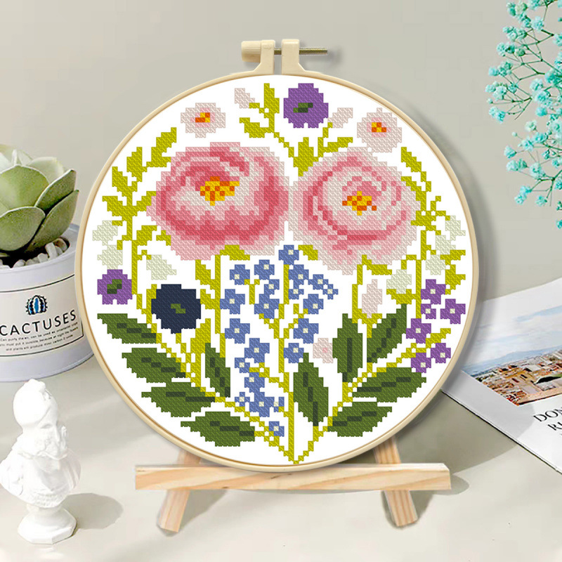 Mona Lisa Royal Crosspointed Flower Collection New Hermoso Estética Moderno Sala de estar Bordado a mano image 3