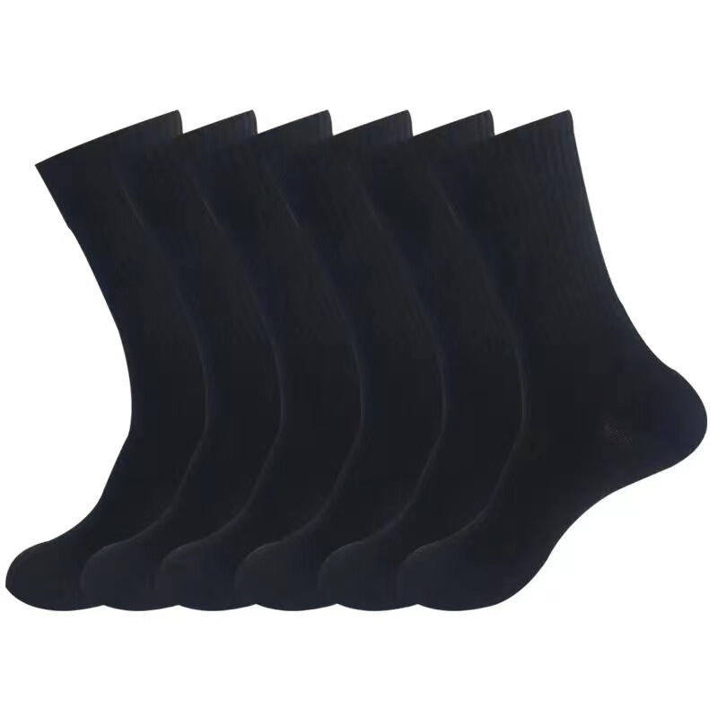 [12 pairs a set] cross-border solid color high elastic calf socks sports socks men and women black and white sports training crew socks
