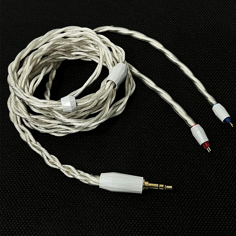 Custom-Made Four-Strand Braided Single Crystal Copper Pure Silver 800-Core Audiophile Hifi Headphone Upgrade Cable Balanced Connector 0.78/Mmcx