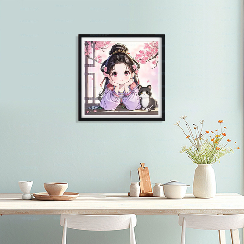 [Algodón importado] Mona Lisa real bordado cruzado gatito chica lindo decoración de dibujos animados modernos bordado a mano image 2
