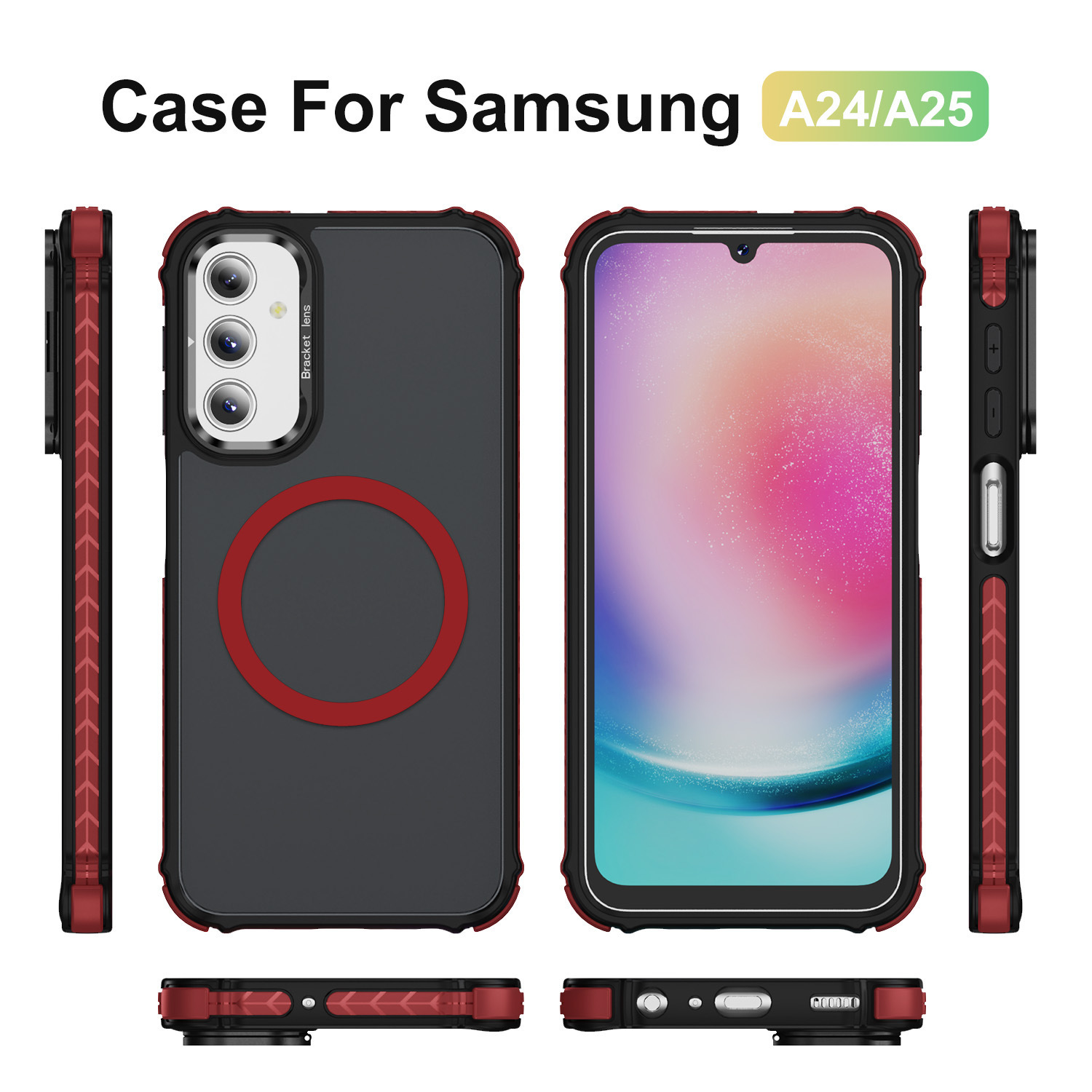 European and American Skin-Feel Bracket A24 Protective Cover Suitable for Magsafe Magnetic Suction Rainbow No. 1 Samsung A25 Mobile Phone Case Armor