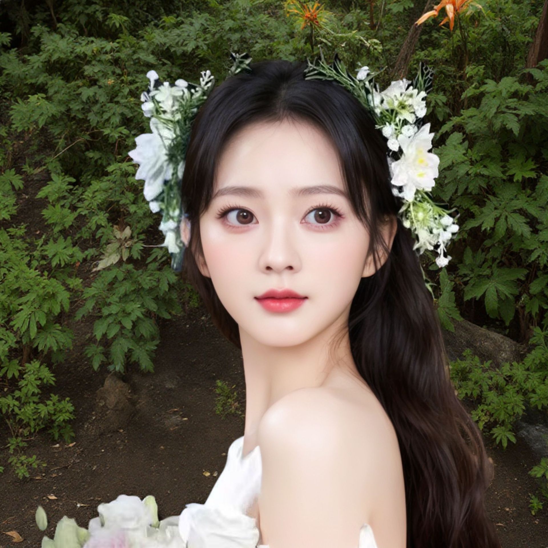 큰 숲 스타일의 가장자리 클립 꽃 한 쌍