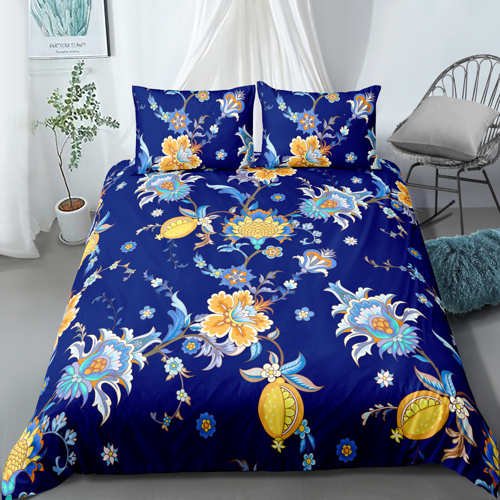 Parure de lit trois pièces de style ethnique imprimé numérique, housse de couette et taie d'oreiller, personnalisable, nouvelle collection_voghion.com