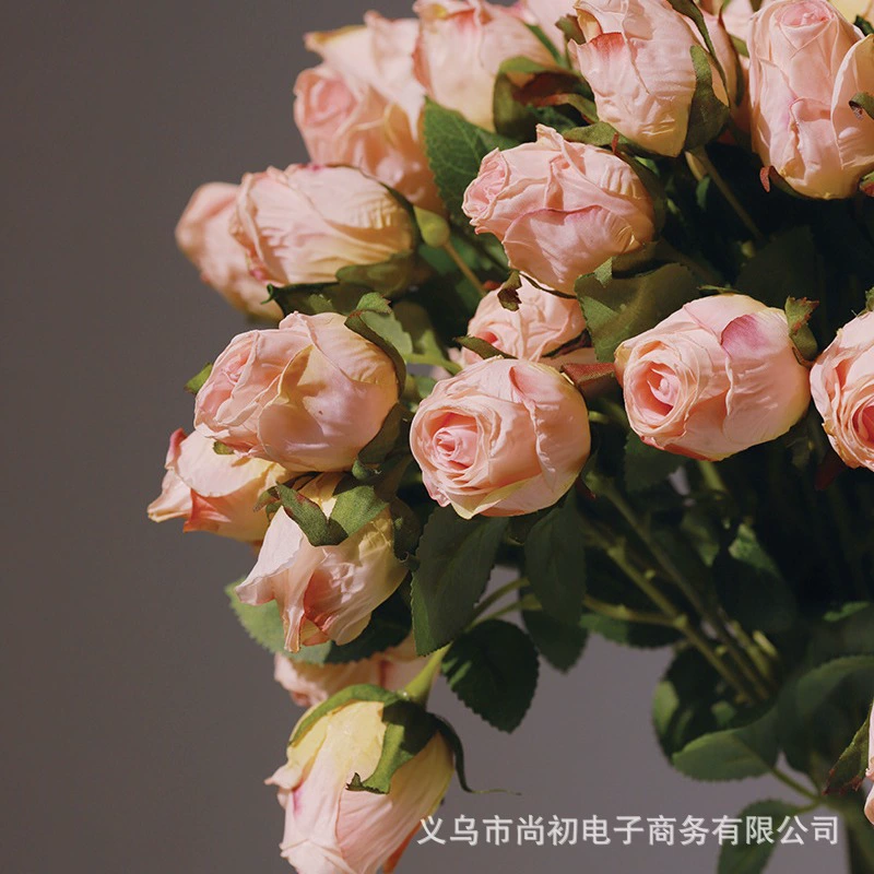 Симулированные цветы 7 голов под burnt roses, черное слива джем букетов свадебная декорация ландшафтная фотография композиция реквизит фальшивые цветы