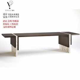极简现代大理石异形长餐桌轻奢高端酒店创意不规则洽谈桌