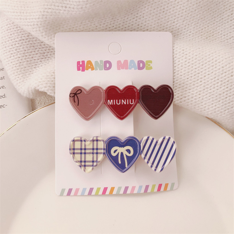 Nuevo amor arco pato boca clip de cabello dulce corazón de la niña libre frente frente frisa lateral clip de cabello roto tocado