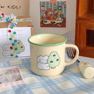 Green Cute Cartoon Ceramic Cup Mark Cup Large Capacity Juice Drink Gift Box Milk Couple Gift