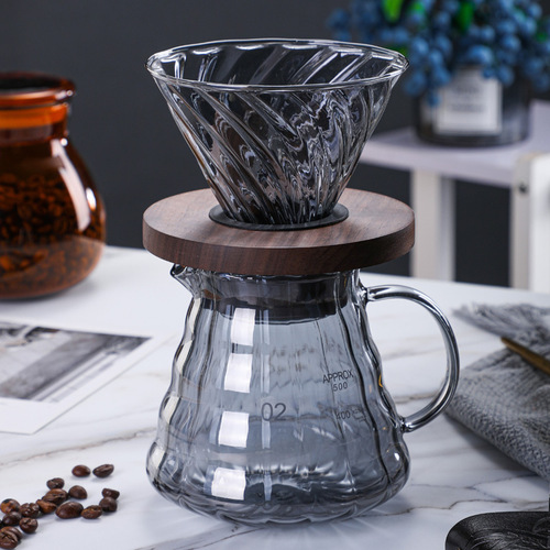 Patented product smoke gray coffee pot glass filter V60 coffee funnel filter cup sharing pot coffee set
