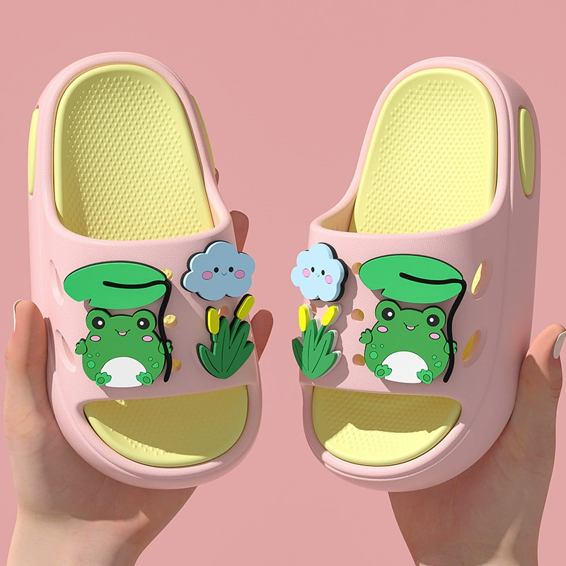 Детские холодные тапочки Летний мультфильм милые мальчики и девочки носят нескользящие мягкие детские тапочки в ванной комнате