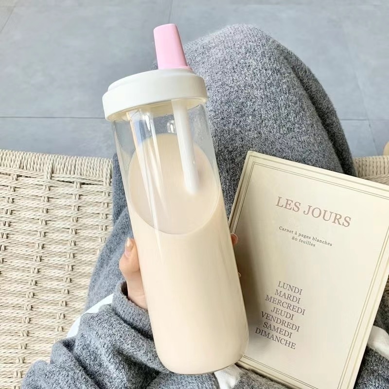 珍珠奶茶塑料杯高颜值大容量耐高温果茶水杯简约学生儿童吸管水杯|undefined