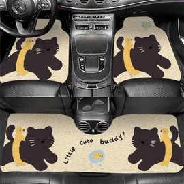 可爱卡通丝圈汽车耐脏脚垫易打理通用型后排连体车内防脏汽车脚垫