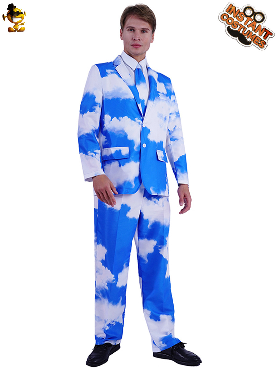 Traje de Halloween de los hombres de cielo azul y nubes blancas traje colorido traje Cosplay traje