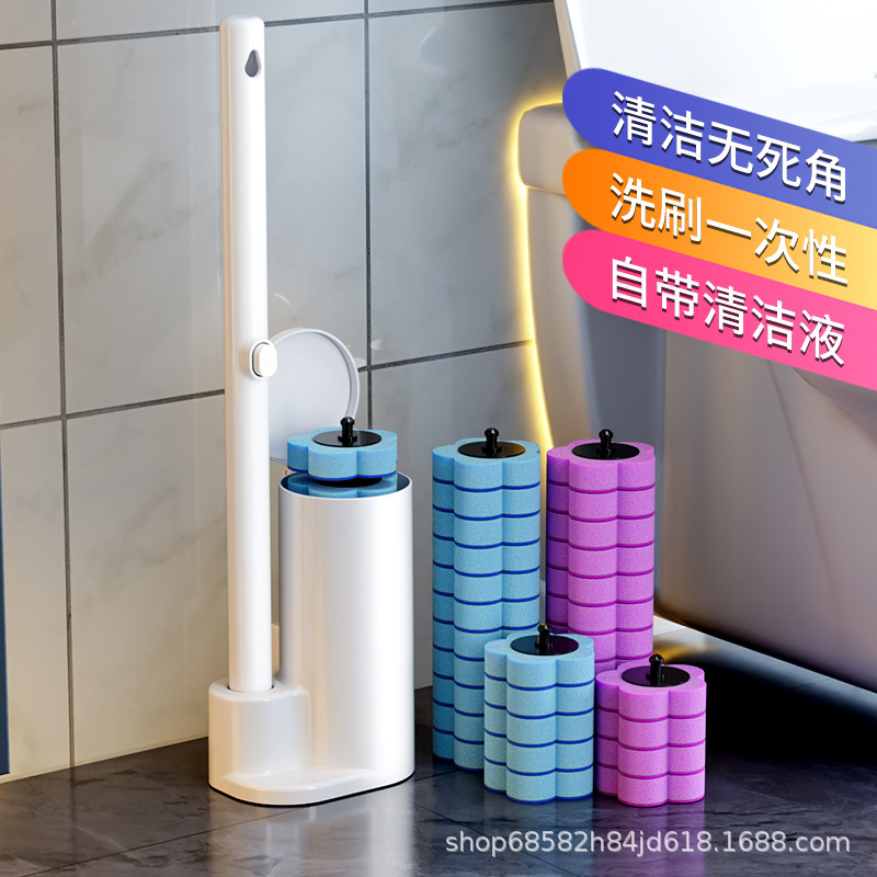 Disposable Toilet Brush for Household Toilet Cleaning with Built-In Cleaning Liquid Bathroom Wall-Mounted Set Brush with Disposable Replacement Head