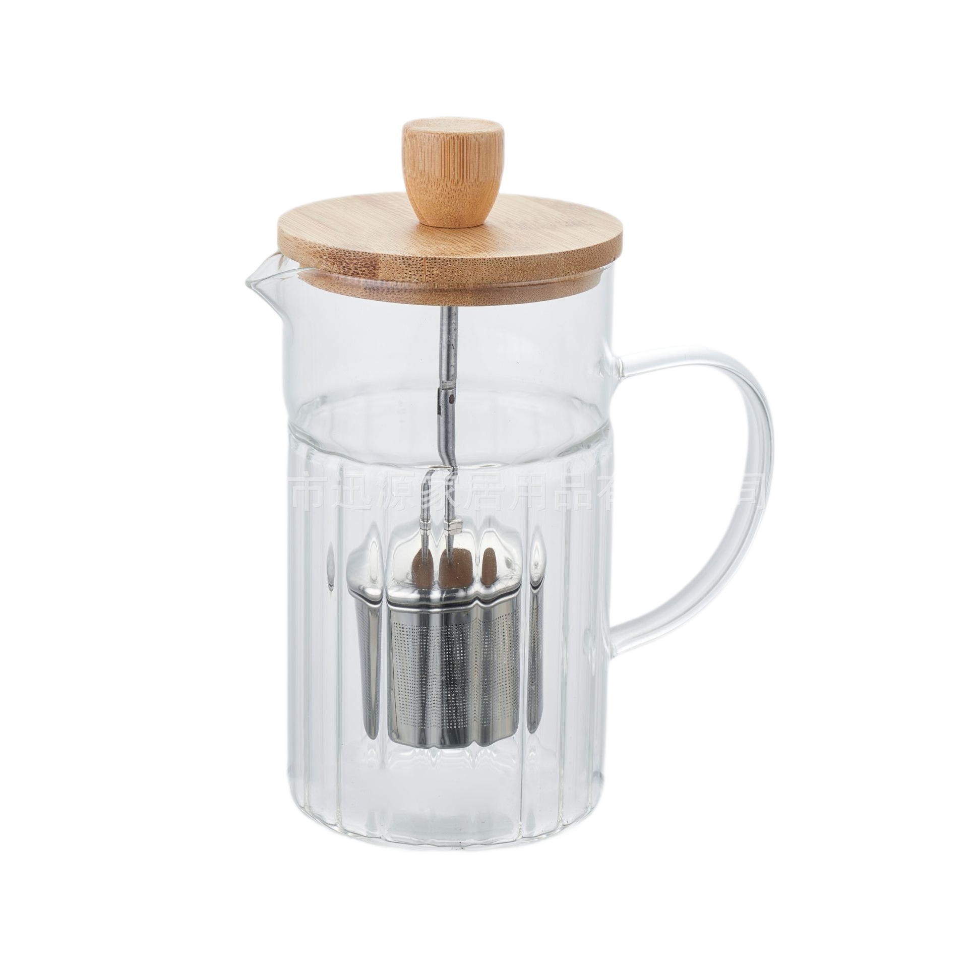 tetera de café de vidrio de alto borosilicato con malla de filtro de madera tapa de mano tetera de té resistente al calor tetera de infusión