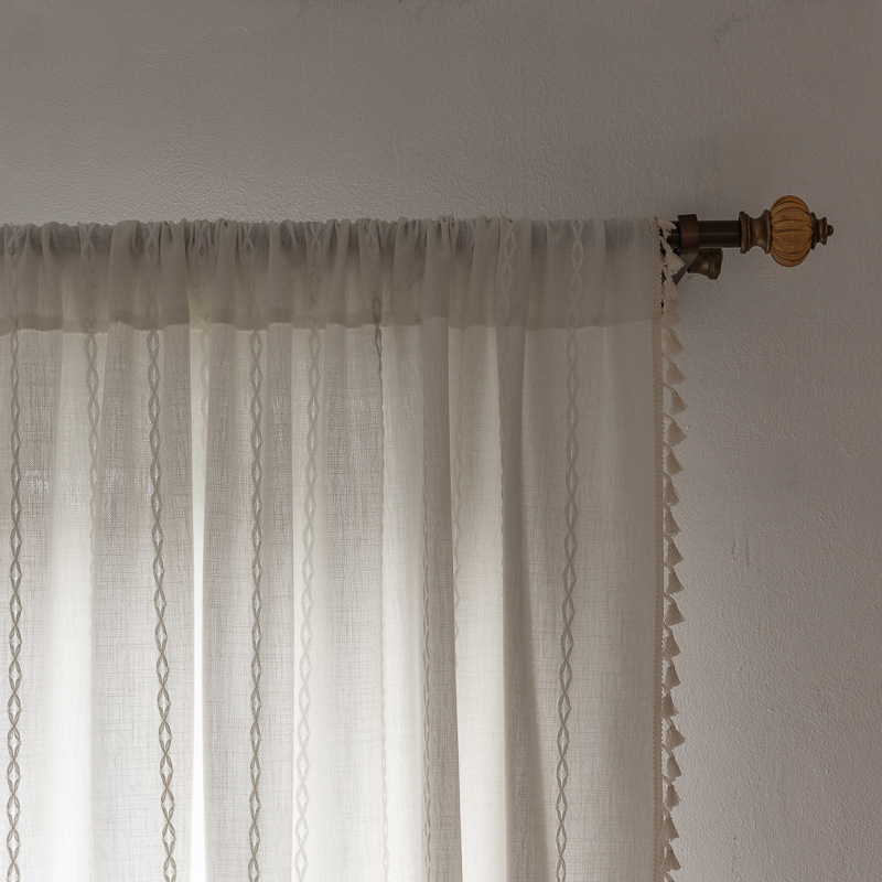 해피 비 다공성-화이트-(막대 착용) 술 커튼