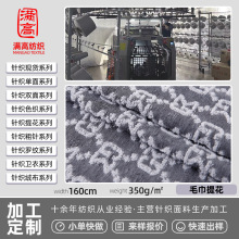 现代风休闲男女装针织面料全涤双面提花布色织毛巾布提花面料定制