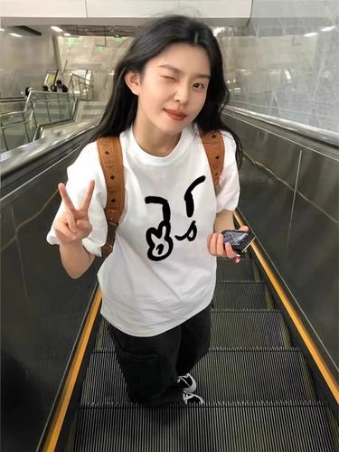 Women's Oversized Square-shoulder Short-sleeve T-shirt 2025 Summer Pure Cotton White Design-led American Half-sleeve Loose Top