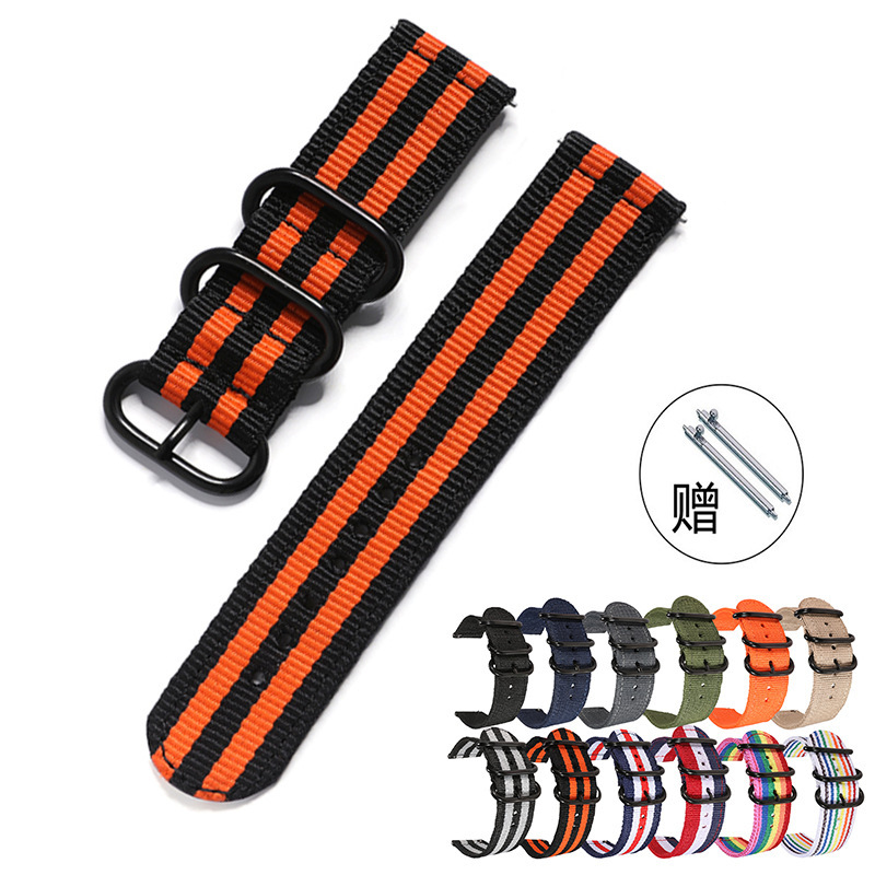 For Samsung Quick Detach Ear Strap Gear S3 S2 Huami Thickened Two-Section Nylon Canvas Watch Strap 12 Colors