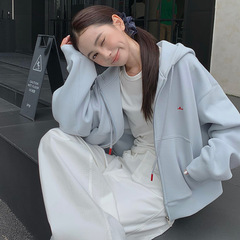 2025新款刺绣卫衣女秋季连帽开衫春秋款拉链穿搭早秋短款女款外套