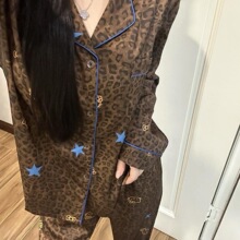 睡衣女精梳棉长袖翻领大码家居服睡衣女春秋季女人士套装奢华