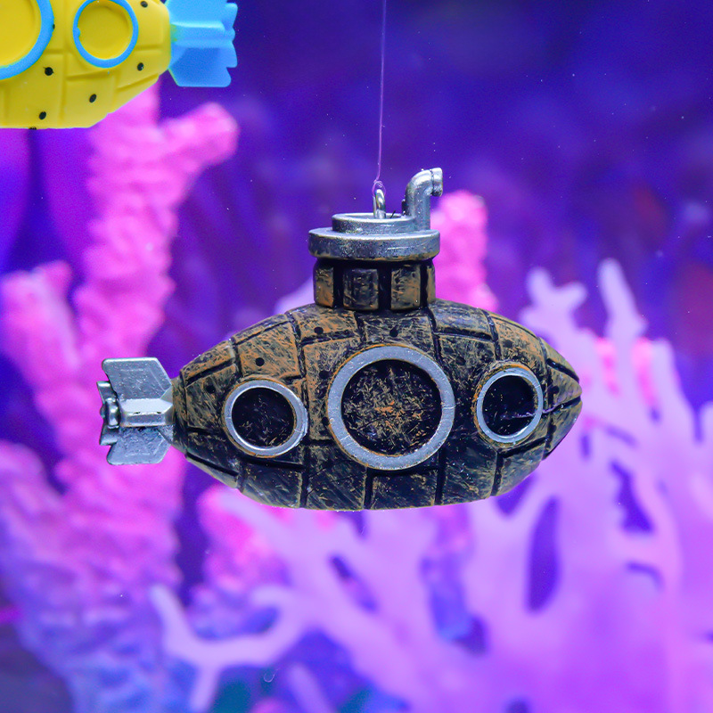 Mini submarino flotante, decoración de la pecera, buzo, gordo azul, observación de la pecera, mundo submarino