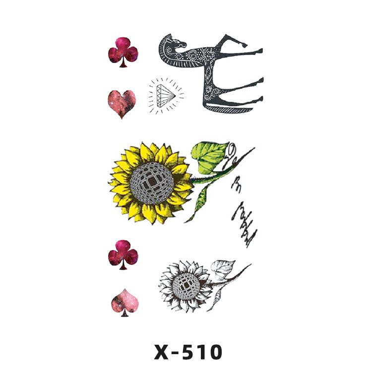 Arco de flor pequeña pegatinas de tatuaje fresco 3D dibujos animados transfronterizo Henna rosa impermeable texto en inglés pegatinas de tatuaje