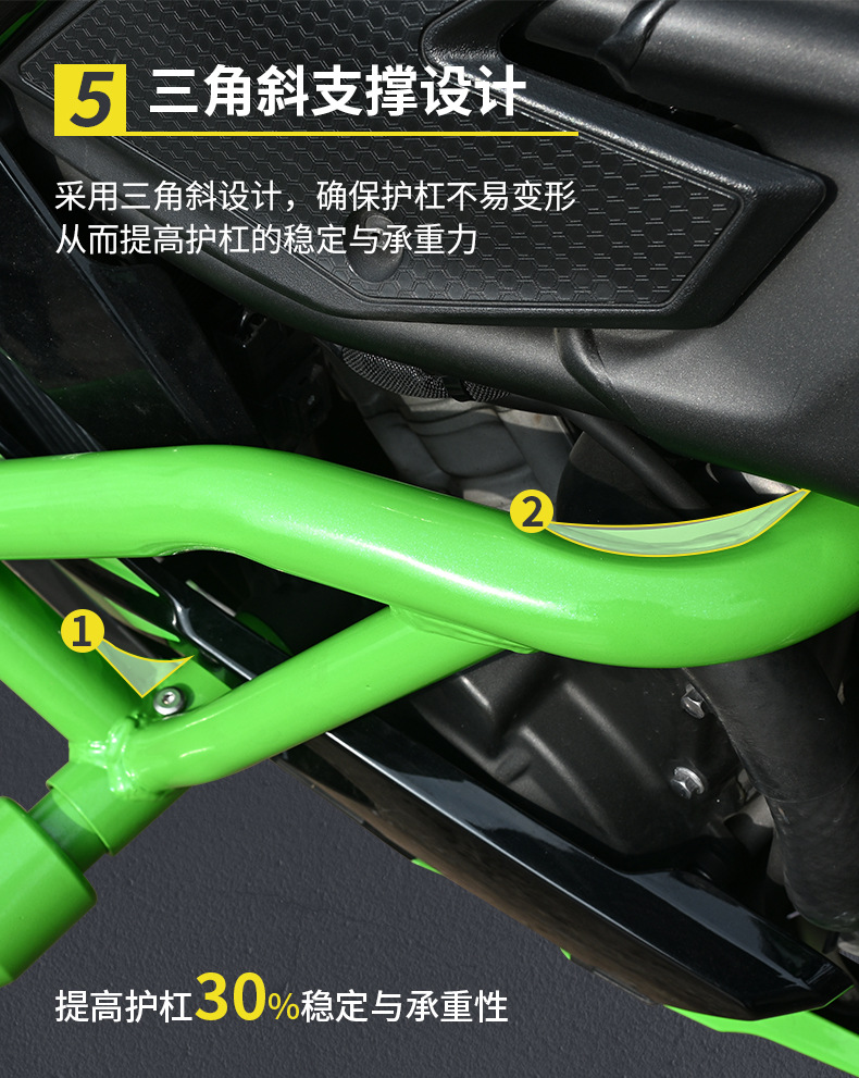 Suitable for Kawasaki Zx-4R Crash Bars, Anti-Fall and Anti-Collision Bumpers, Aluminum Alloy Head Spring Racing Bars Modification
