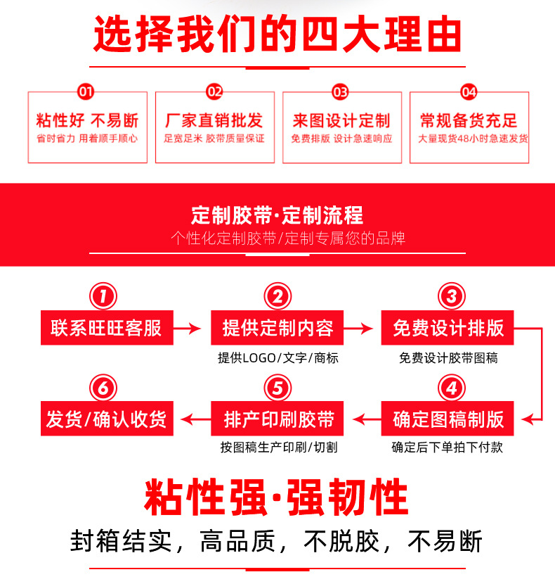 印字胶带45mm宽高粘警示语封口胶布快递物流电商打包封箱胶纸批发详情1