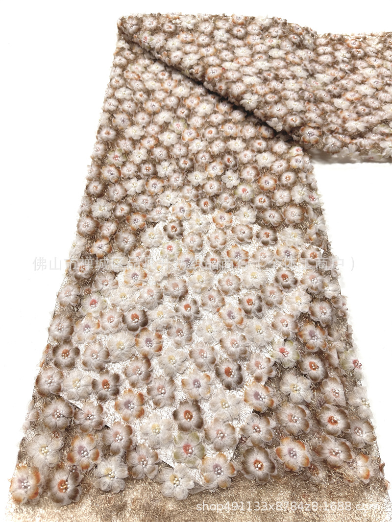 Fabricante nuevo 3D pequeña tela de flores y cuentas ins red con un vestido fresco pequeño vestido de tela de moda