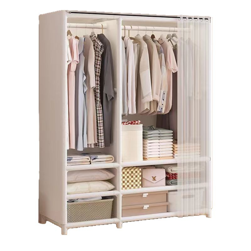 Armario de tela simple completamente rodeado, dormitorio de alquiler para el hogar con cajones, almacenamiento multicapa a prueba de polvo, integración de gran capacidad
