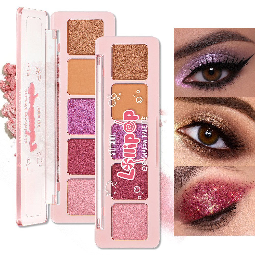 Polvo delicado perlado sequin mate 5 color eye shadow disco al por mayor comercio exterior principiantes marcas de nicho in barato