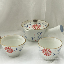 外贸工厂·日式釉下彩唐菊草手绘陶瓷茶具陶瓷茶杯陶瓷茶壶