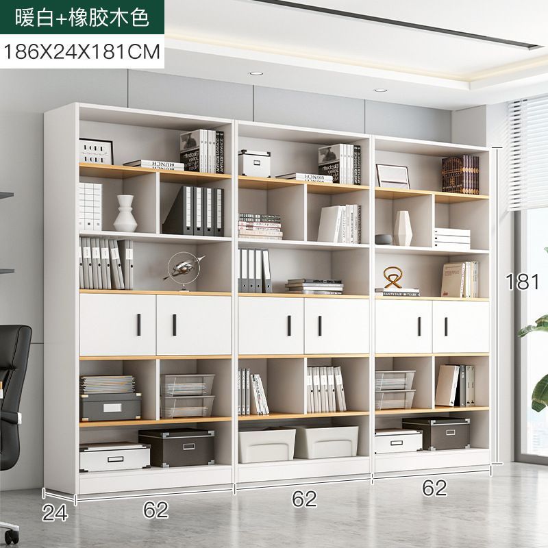 [캐비닛 도어 포함] 웜 화이트 + 고무나무 색상 186X24