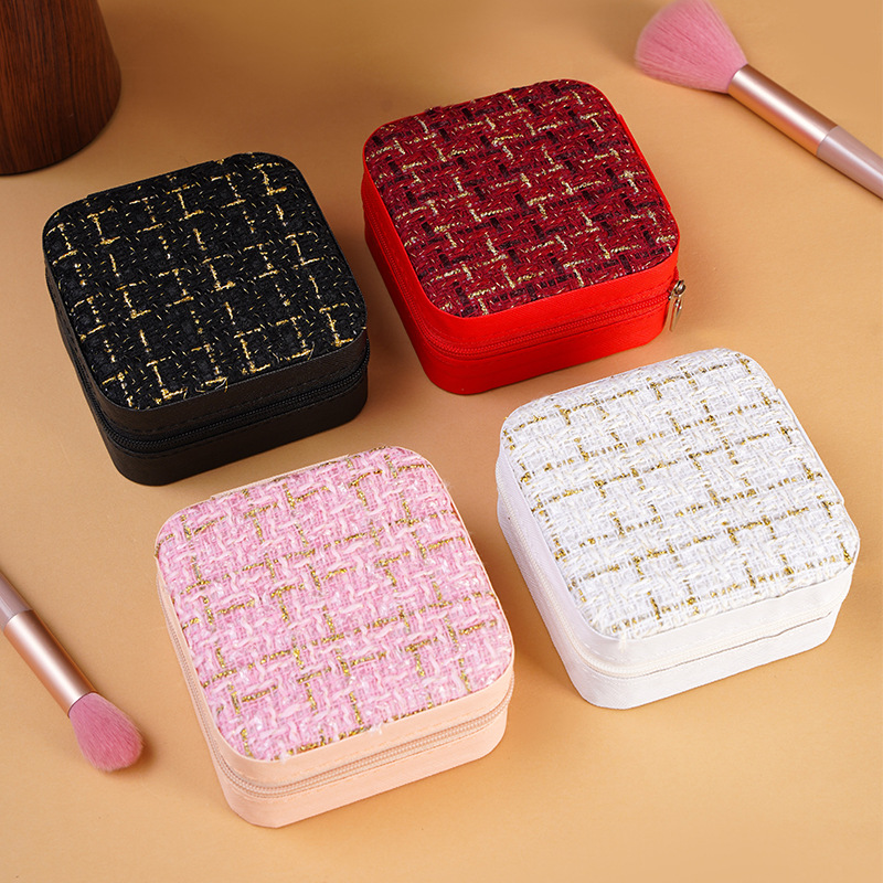 Mini caja de joyería cuadrada simple portátil, caja de anillo, pulsera, collar, pendiente, caja de almacenamiento, caja de joyería exquisita de alta gama