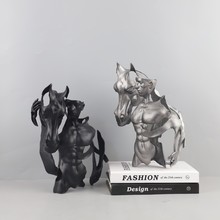 北欧创意抽象金属勇士与马艺术摆件客厅玄关别墅电视柜家居装饰品
