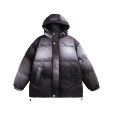 24冬季新款扎染渐变颜色加绒加厚棉衣外套保暖连帽大码面包服批发