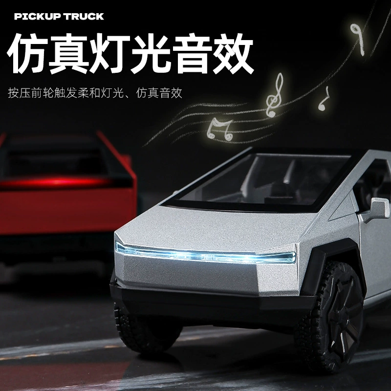Tesla, реалистичная внедорожная игрушка с подсветкой, модель автомобиля, минифигура, масштаб 1:32