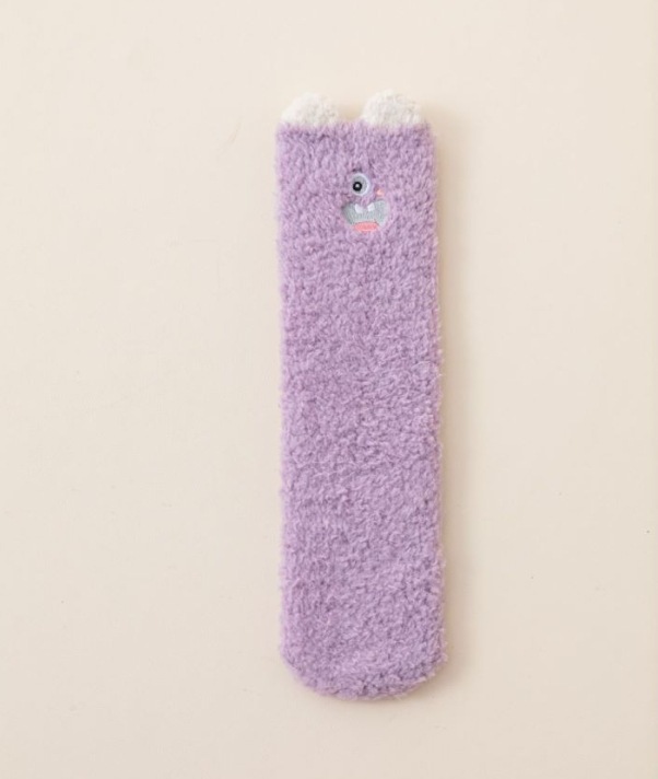Calcetines de Piso Infantiles de Poliéster Térmicos, Antiolor y Bordados para Otoño e Invierno
