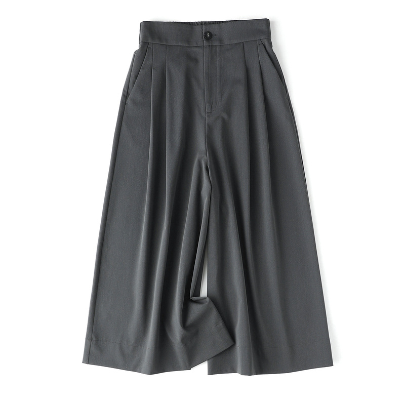 Hip-Covering Cropped Skirt Pants, Comfortable and Drapey Women's Trousers, Elastic Back Waistband, Ol Workwear Style, New Summer and Autumn Model Hip-Covering Cropped Skirt Pants, Comfortable and Drapey Women's Trousers, Elastic Back Waistband, Ol Workwear Style, New Summer and Autumn Model
