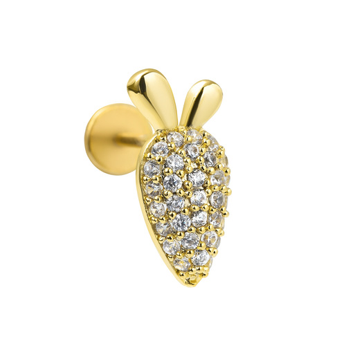 European and American piercing stainless steel rod zircon lip nail flat bottom threaded cartilage nail removable simple trendy ear jewelry wholesale