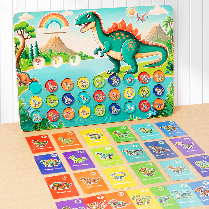 Alfabeto transfronterizo Iluminación cognitiva Niños Puzzle Educación temprana Dinosaurios Palabras de emparejamiento Juguetes Bloques de construcción pares de 3 a 6 años