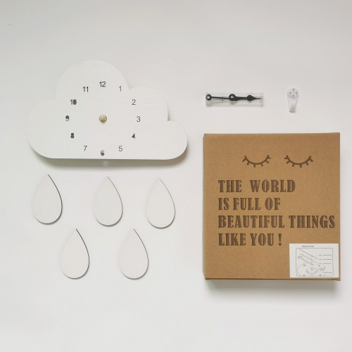 ins Nordic Home Clouds Rainbow Raindrops Clock Cartoon Children's Silent Clock Wall Decoration Boutique