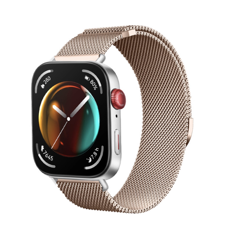 适用华为Watch FIT3/4米兰尼斯金属磁吸回环表带三株精钢手表带|undefined