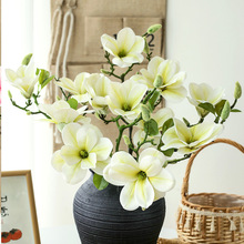 PU手感3头短杆玉兰花仿真花客厅软装花艺摆件高端假花插花装饰花
