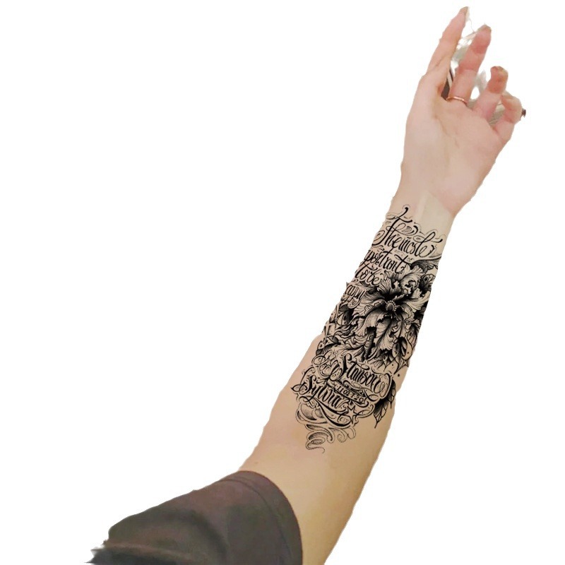 Yuanhua fábrica de pegatinas de tatuaje a prueba de agua en stock al por mayor cabeza de Lobo tótem texto árabe tatuaje pegatinas suministro transfronterizo