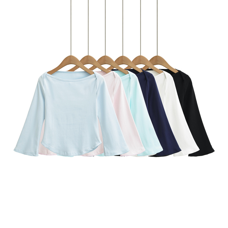Lace Boat Neck Three-Quarter Sleeve T-Shirt for Women, 2026 Summer Style, Stylish Design, Slim Fit, Waist-Cinching, Flattering Base Top