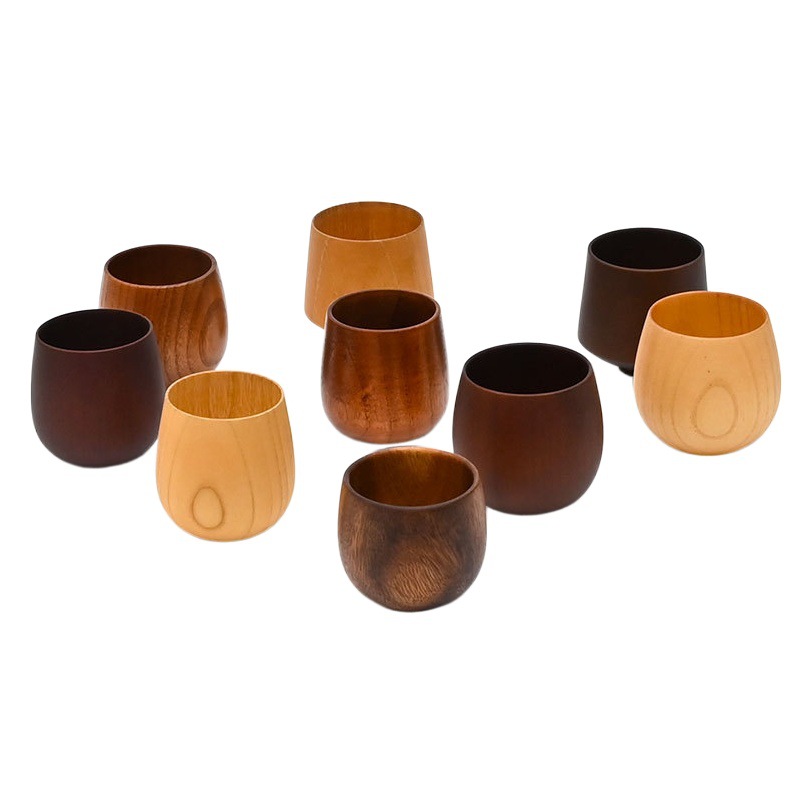 Suministro directo de fábrica calor aislamiento creativo gran vientre taza de madera entera cavando protección ambiental agua taza de madera de primera clase taza de madera al por mayor