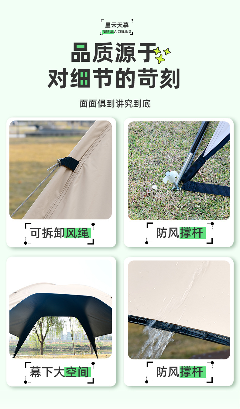 Dome Black Vinyl Canopy Camping Tent Sunshade Rainproof Sun Protection Portable No-Setup Quick Setup Canopy Dropshipping